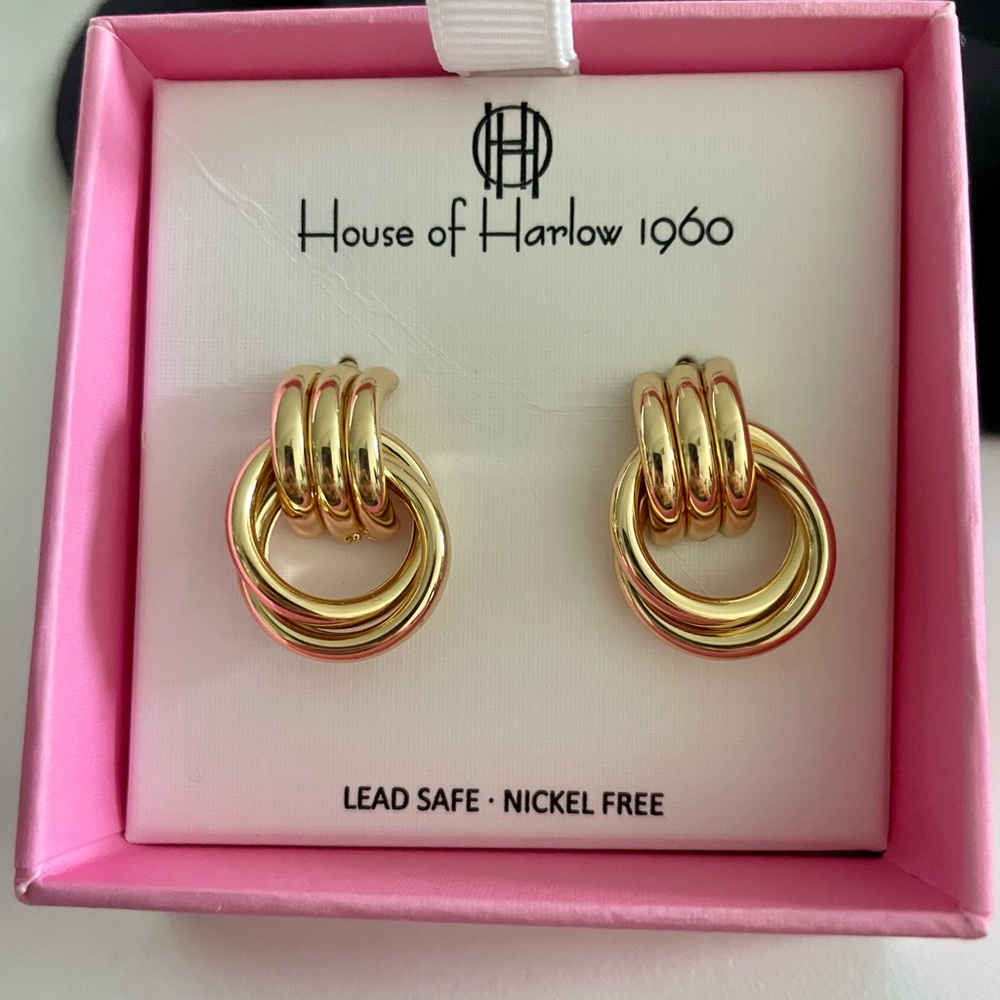 House of Harlow 1960 Gold Multi-Ring Hoop Earrings
